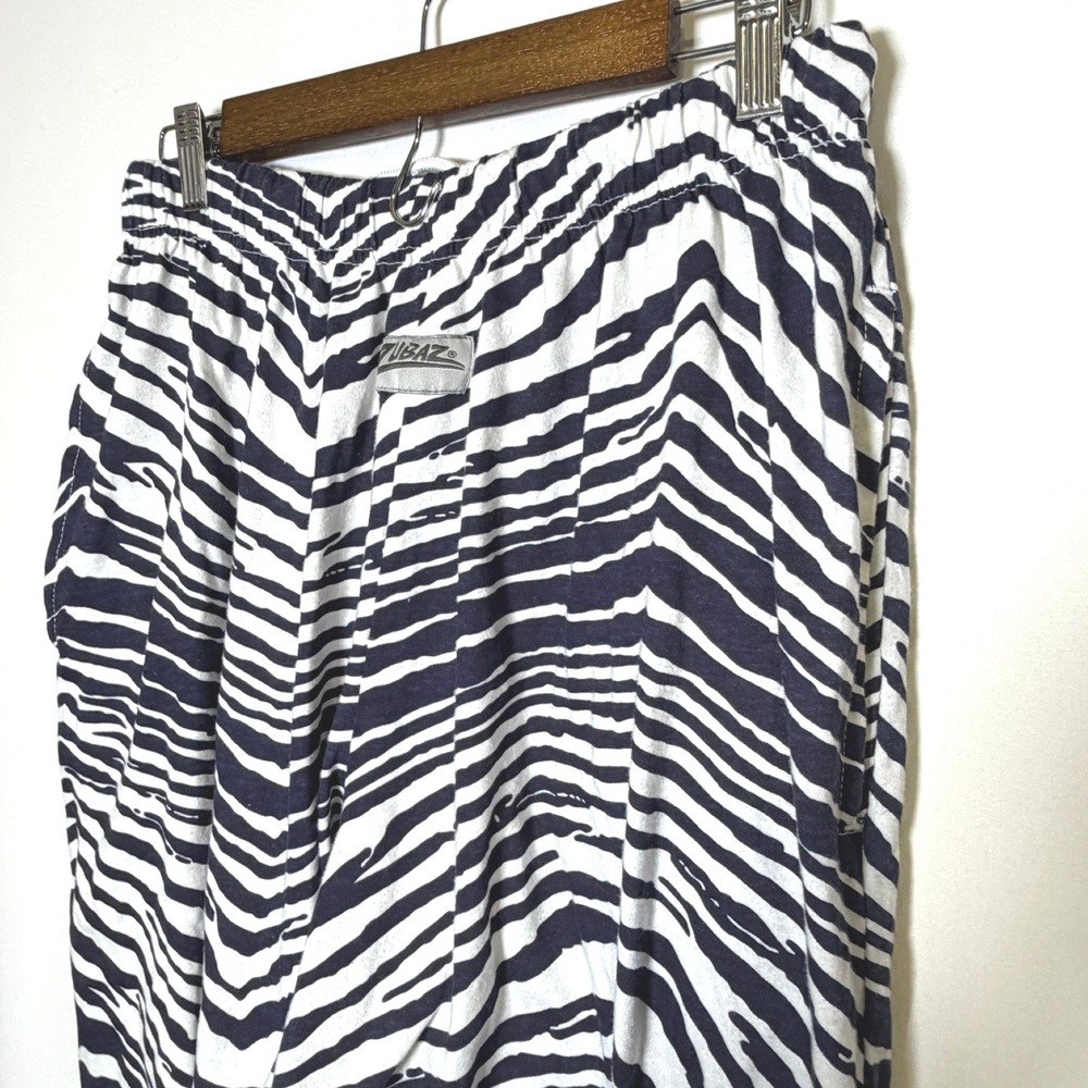 Zubaz Mens Zebra Print Pants Navy Blue White Baggy Lounge Gym Large RN137852